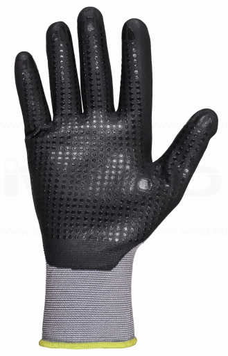 Gekko Light Lycra/nylon, nitril tenyér mártott pöttyös védőkesztyű, 8-as