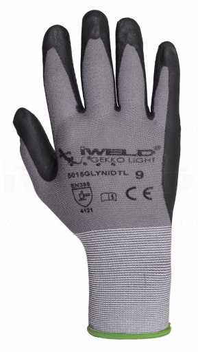 Gekko Light Lycra/nylon, nitril tenyér mártott pöttyös védőkesztyű, 9-es